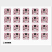 Vielen Dank QR-Logos Rose Blush Glitzer Quadratischer Aufkleber (Blatt)