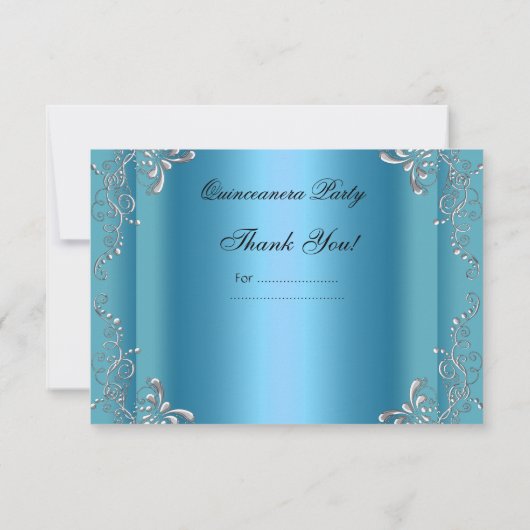 Vielen Dank Quinceanera Party Masquerade Blue Dankeskarte (Rückseite)