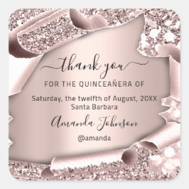 Vielen Dank QUINCEAÑERA Sweet 16. Rose Square Stic Quadratischer Aufkleber