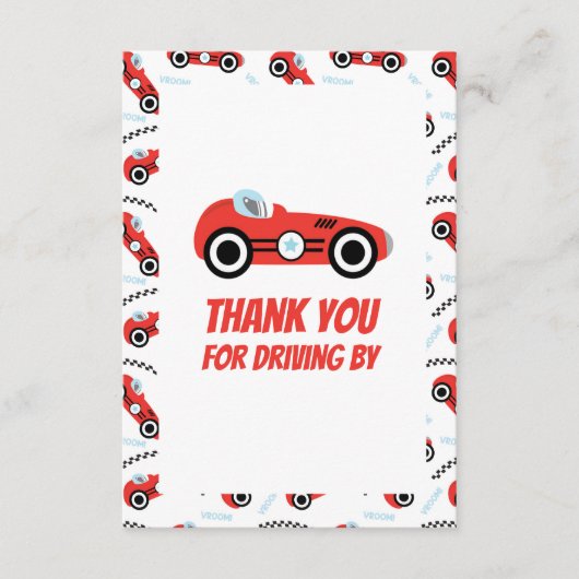 Vielen Dank Racing Car Theme Card Begleitkarte (Vorderseite)