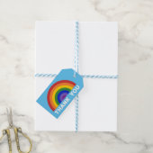 Vielen Dank, Rainbow auf Light Blue Geschenkanhänger (Mit Garn)