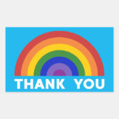 Vielen Dank, Rainbow auf Sky Blue Rechteckiger Aufkleber (Vorderseite)