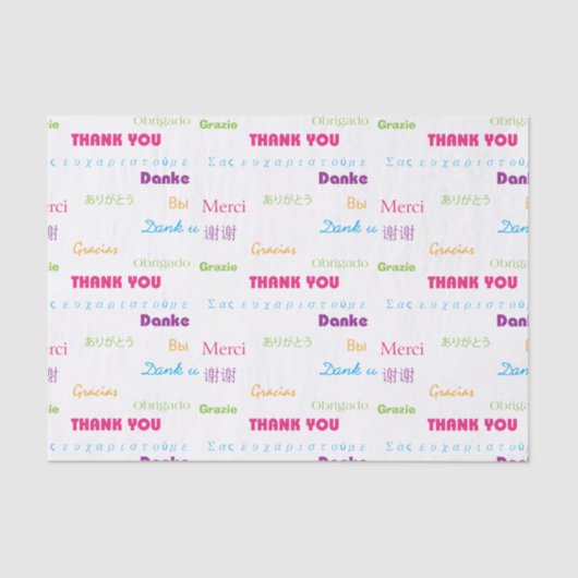 Vielen Dank Rainbow Viele Sprachen Text Seidenpapier (Vorderseite)