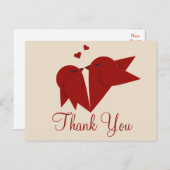 Vielen Dank Red Burgundy Lovebirds Pink Wedding Postkarte (Vorne/Hinten)