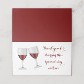 Vielen Dank Red Burgundy Wine Glasses Wedding Platzkarte (Außenseite Aufgefaltet)
