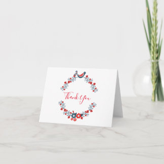 Vielen Dank Red Floral Bird Modern Card