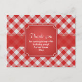 Vielen Dank Red Gingham Karos Pattern Geometric Postkarte (Vorderseite)