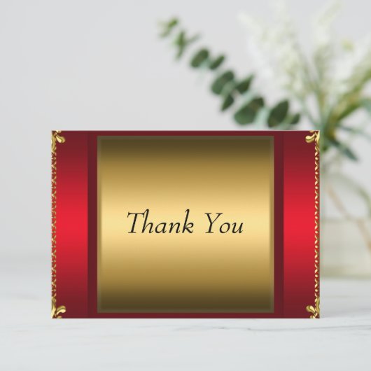 Vielen Dank Red Gold Dankeschön Karte (Stehend Vorderseite)