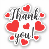 Vielen Dank Red Hearts Aufkleber (Vorderseite)