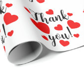 Vielen Dank Red Hearts Geschenkpapier (Rolleneckpunkt)