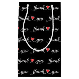 Vielen Dank, Red Hearts on Black Kleine Geschenktüte