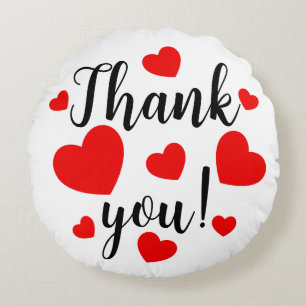 Vielen Dank Red Hearts Rundes Kissen