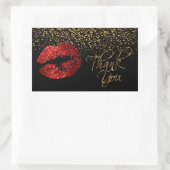 Vielen Dank - Red Lips mit Gold Confetti Rechteckiger Aufkleber (Tasche)