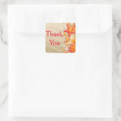 Vielen Dank, Red & Orange Seashell, Starfish Brown Quadratischer Aufkleber (Tasche)
