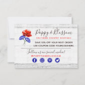 Vielen Dank Red Poppy & Cornflower Rustic Wood Car Einladung (Rückseite)