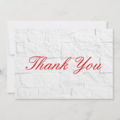 Vielen Dank, Red Script Gray Wall Brick Flat Card Dankeskarte (Vorderseite)