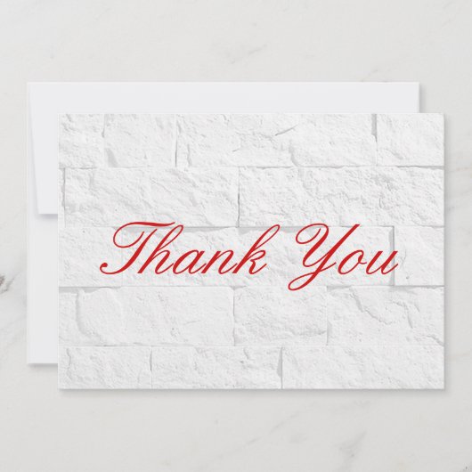 Vielen Dank, Red Script Gray Wall Brick Flat Card Dankeskarte (Vorderseite)