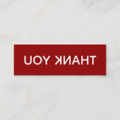 Vielen Dank, Red White Typografy Dankbarkeit Mini Visitenkarte (Rückseite)