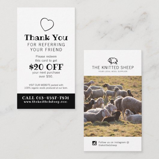 Vielen Dank Referendum Foto promo mono wiederholen Visitenkarte (Vorne/Hinten)