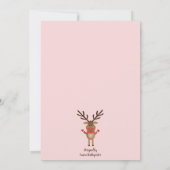 Vielen Dank Reindei in einem Weihnachtsroten Strum Dankeskarte (Rückseite)