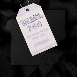 Vielen Dank Retro Groovy 1. Geburtstag Gastgeschen Geschenkanhänger