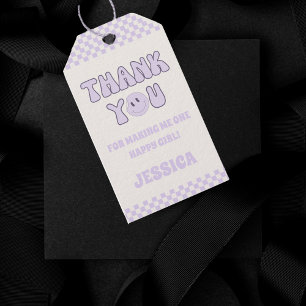 Vielen Dank Retro Groovy 1. Geburtstag Gastgeschen Geschenkanhänger