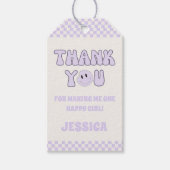 Vielen Dank Retro Groovy 1. Geburtstag Gastgeschen Geschenkanhänger (Vorderseite)