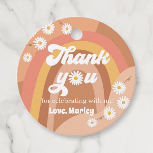 Vielen Dank Retro Groovy Hippie Rainbow Daisy Gevo Geschenkanhänger (Vorderseite)