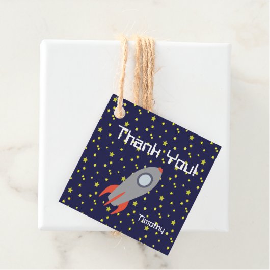 Vielen Dank Retro Rocket Schiff mit Star Pattern Geschenkanhänger (Beispiel)