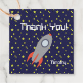 Vielen Dank Retro Rocket Schiff mit Star Pattern Geschenkanhänger (Vorderseite)