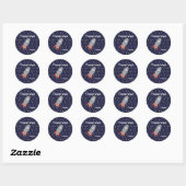 Vielen Dank Retro Rocket Schiff mit Star Pattern Runder Aufkleber (Blatt)