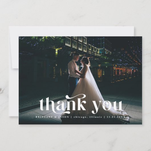 Vielen Dank Retro Text Wedding Dankeskarte (Vorderseite)