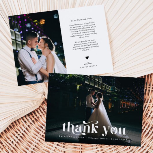 Vielen Dank Retro Text Wedding Dankeskarte