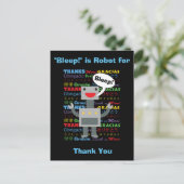 Vielen Dank Robot Funny Personalize Postkarte (Stehend Vorderseite)