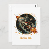 Vielen Dank Rocket Ship French Bulldog Astronaut Postkarte (Vorne/Hinten)