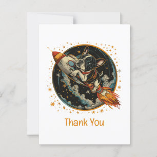 Vielen Dank Rocket Ship French Bulldog Astronaut Postkarte