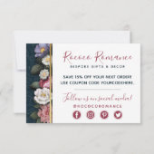 Vielen Dank, Rokoko Damask & Elegant Floral Card Einladung (Rückseite)