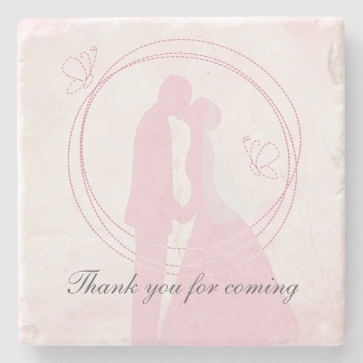 Vielen Dank Romantic Dreamy Pink Wedding Couple Steinuntersetzer (Vorderseite)