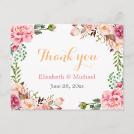 Vielen Dank - Romantischer Chic floral Wrapped Postkarte