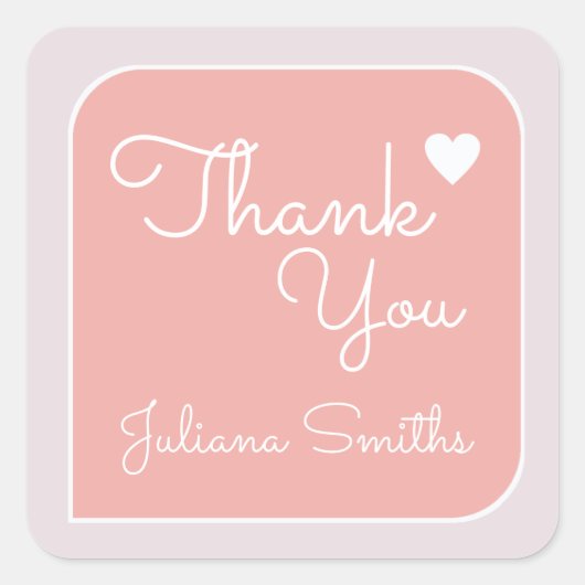 Vielen Dank / rosa Dank Quadratischer Aufkleber (Vorderseite)