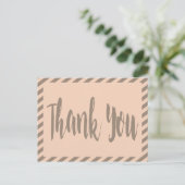 Vielen Dank, rosa und graubraune Streifen Postkarte (Stehend Vorderseite)