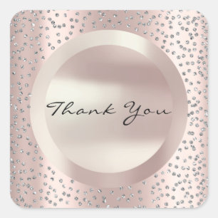 Vielen Dank Rose Bridal Wedding Minimal 16. Glitze Quadratischer Aufkleber