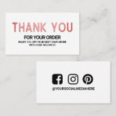 Vielen Dank Rose Glitzer instagram Discount Visitenkarte (Vorne/Hinten)