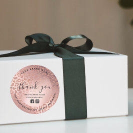 Vielen Dank Rose Gold Animal Print Runder Aufkleber