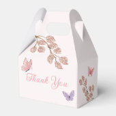 Vielen Dank Rose Gold Floral Butterfly Baby Dusche Geschenkschachtel (Rückseite)