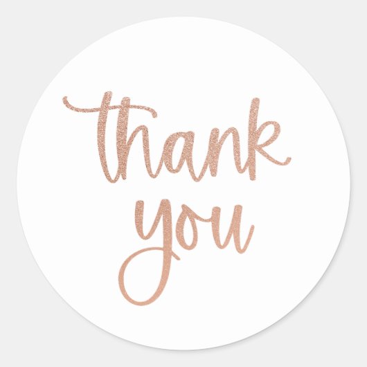 Vielen Dank Rose Gold Glitzer Script Sticker (Vorderseite)
