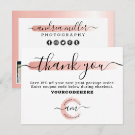 Vielen Dank Rose Gold Minimalistisch Marketing Fot Postkarte