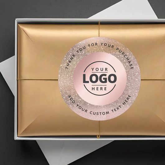 Vielen Dank Rose Gold Pastell Glitzer Logo Runder Aufkleber