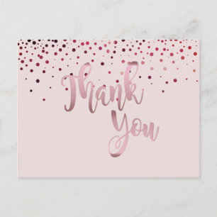 Vielen Dank Rose Gold Pink Glitzer Confetti Postkarte