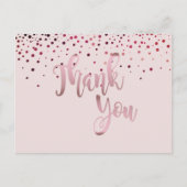 Vielen Dank Rose Gold Pink Glitzer Confetti Postkarte (Vorderseite)